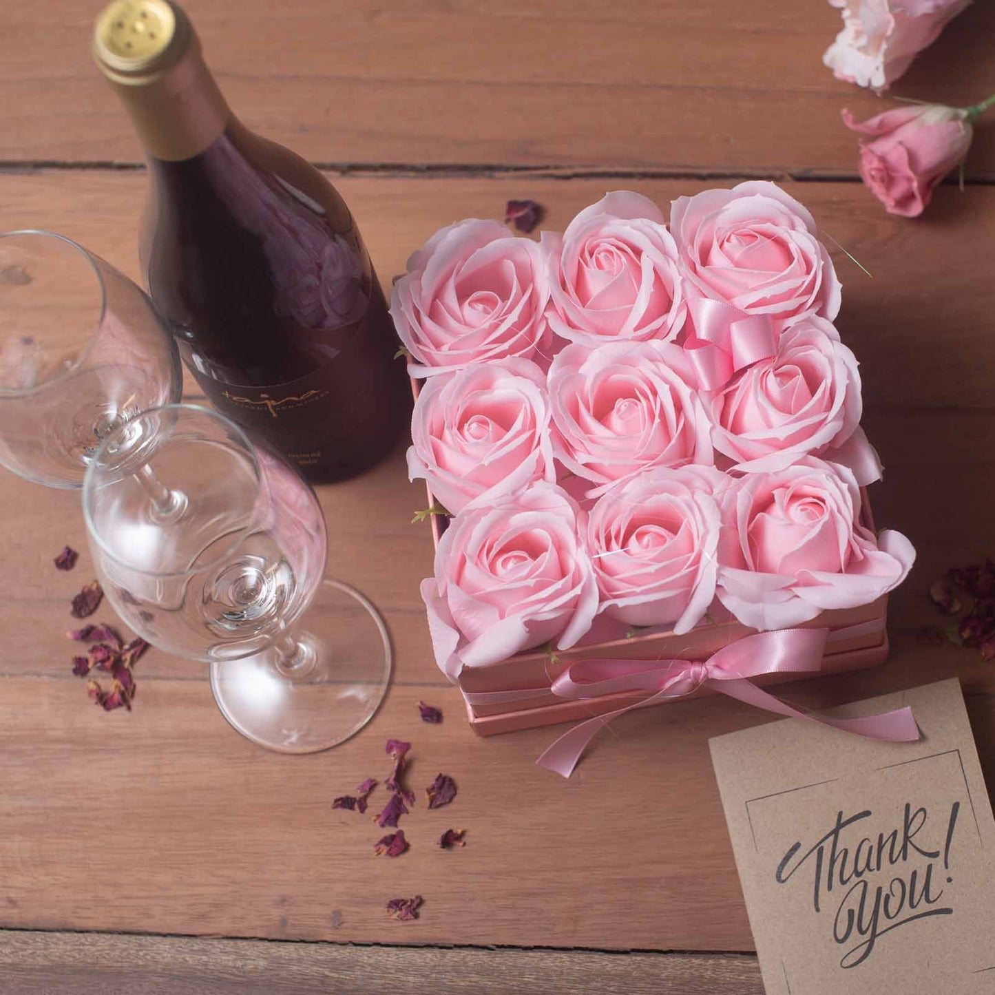 Caja de Regalo - Flor de Jabón 13 Rosas Rosas - corazon