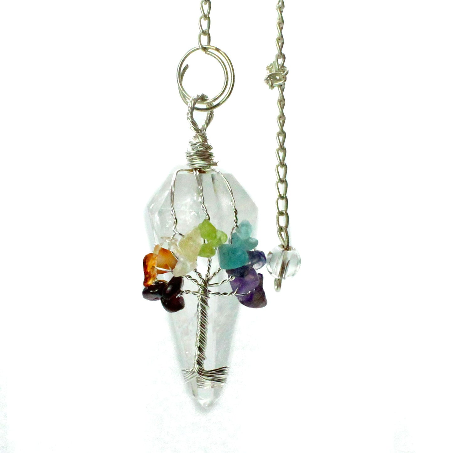 Péndulo Mágico de Roca de Cuarzo Siete Chakras
