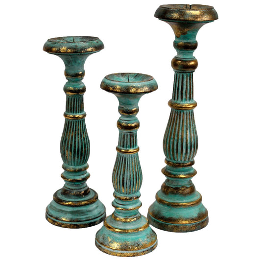 Soporte de Vela Grande Turquois Gold