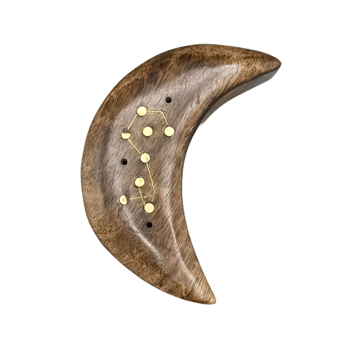 Quemador de Incienso con Signos del Zodíaco de Latón Grabado Forma de Luna