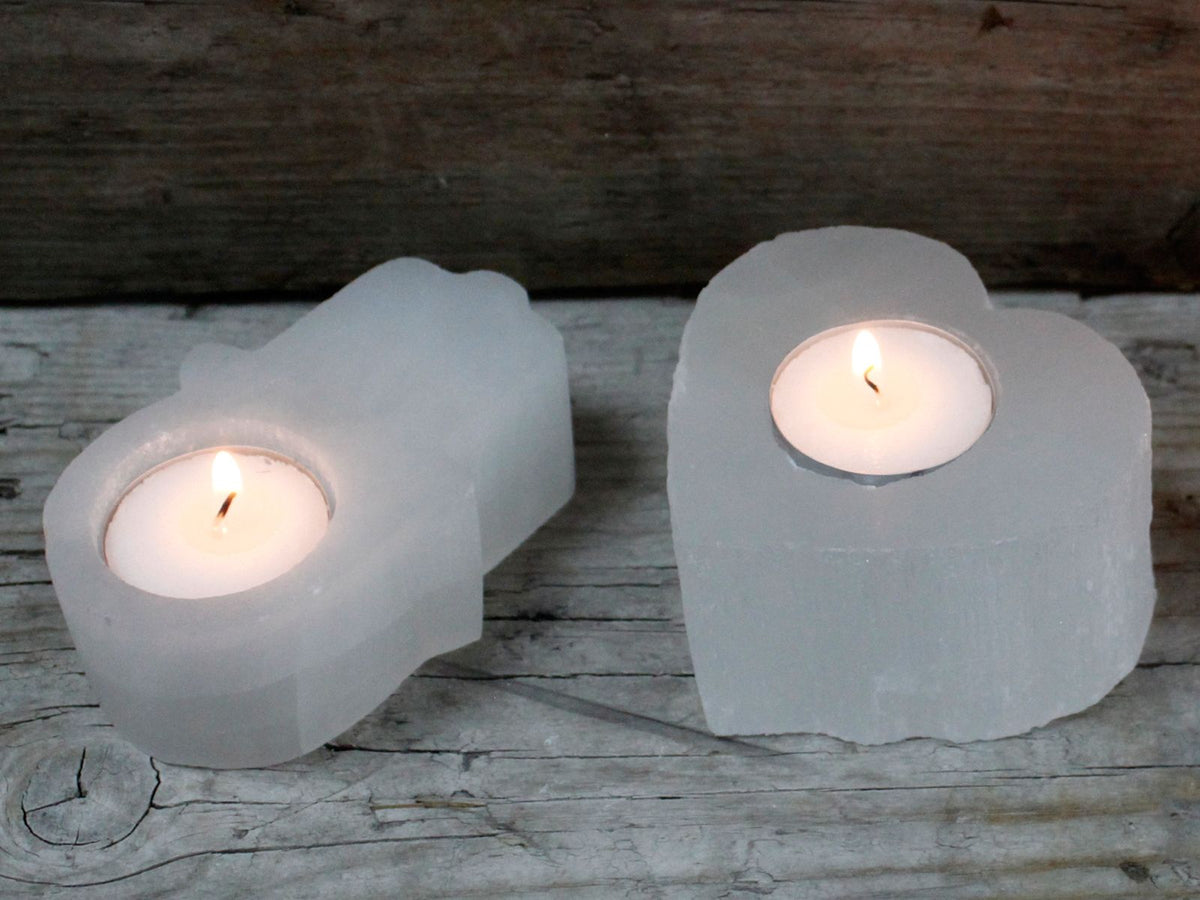 Candelero Selenite corazón