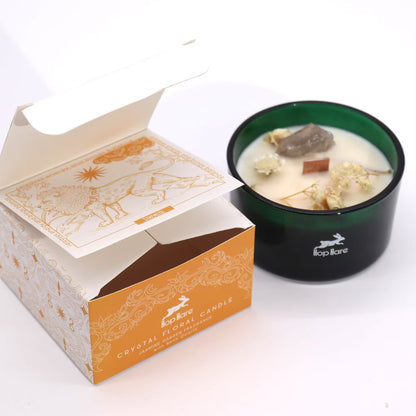 Vela de Cristal Floral Hop Hare con Fragancia a Jazmín con Roca de Cuarzo