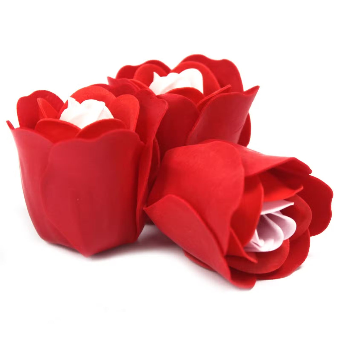 Set de 3 Flores de Rosas Rojas de Jabón en Caja de Corazón