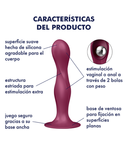 Satisfyer Double Ball-R Rumbly Kinetic Sensattion Dildo Color Rojo