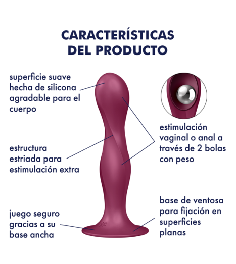 Satisfyer Double Ball-R Rumbly Kinetic Sensattion Dildo Color Rojo