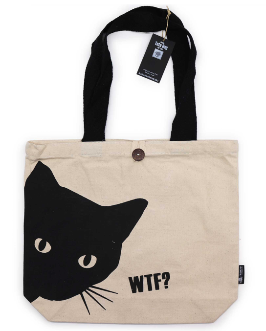 Bolso de Tela Nomad con Figura de Gato negro 10oz (36x43x10cm)