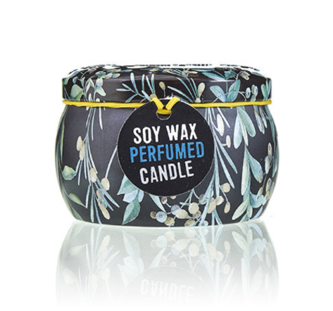 Vela de Cera de Soja Perfumada en Bote de Hojalata con Fragancia a Té y Rosa