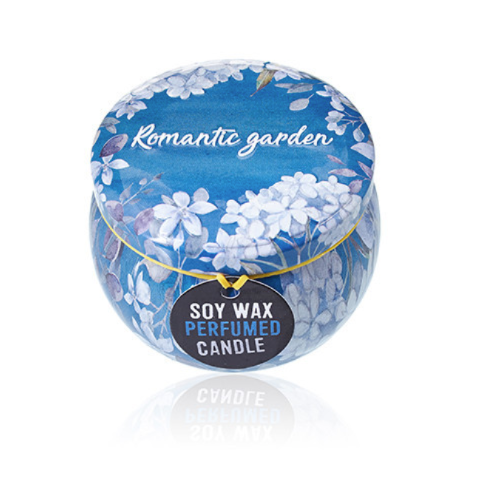 Vela de Cera de Soja Perfumada en Bote de Hojalata con Fragancia a Té y Rosa