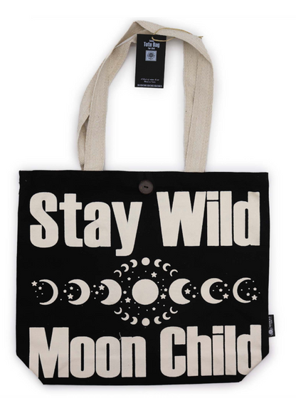 Bolso Básico Negro Natural Mantente Salvaje, Niño de La Luna 10 oz (36x43x10cm)