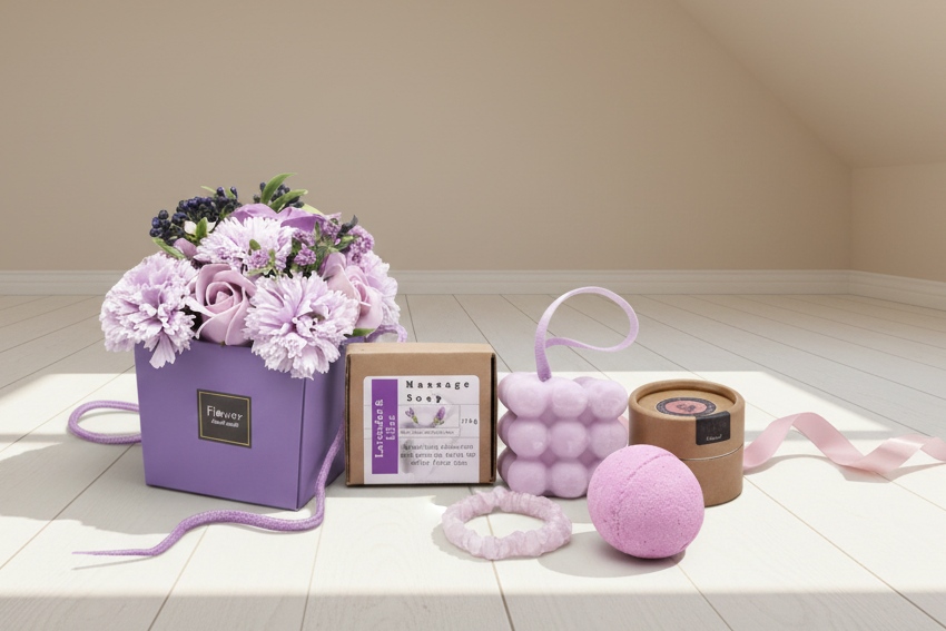 Ritual Amor con Calma y Protección | Kit Relax con Flores de Jabón, Bomba de Baño y Pulsera de Cuarzo Rosa