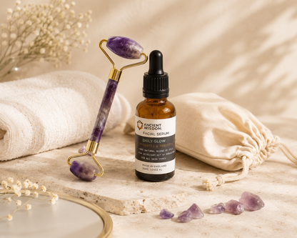Pack Ritual Facial Amatista Pure · Rodillo + Sérum Brillo Diario