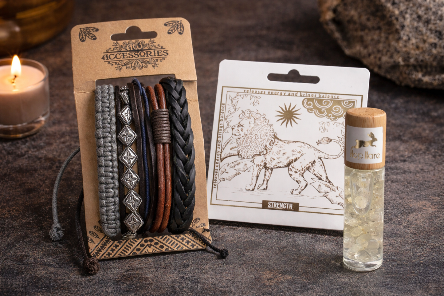 Ritual Masculino · Fuerza Interior - Pulseras y Roll On piedras