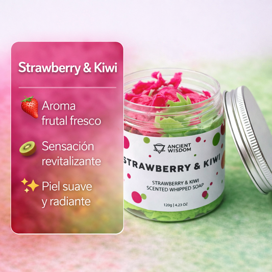 Jabón de Crema Batida Fresa & Kiwi 120g – Aroma Frutal Fresco y Revitalizante