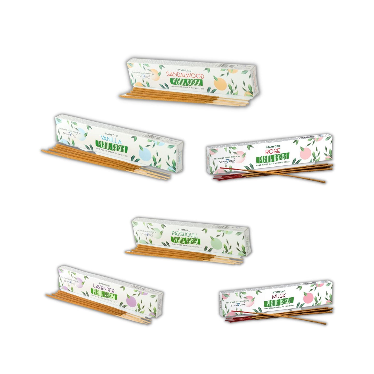 Cajas de Incienso Masala a base de Plantas Variadas Lavanda, Almizcle, Pachuli, Rosas, Sándalo y Vainilla