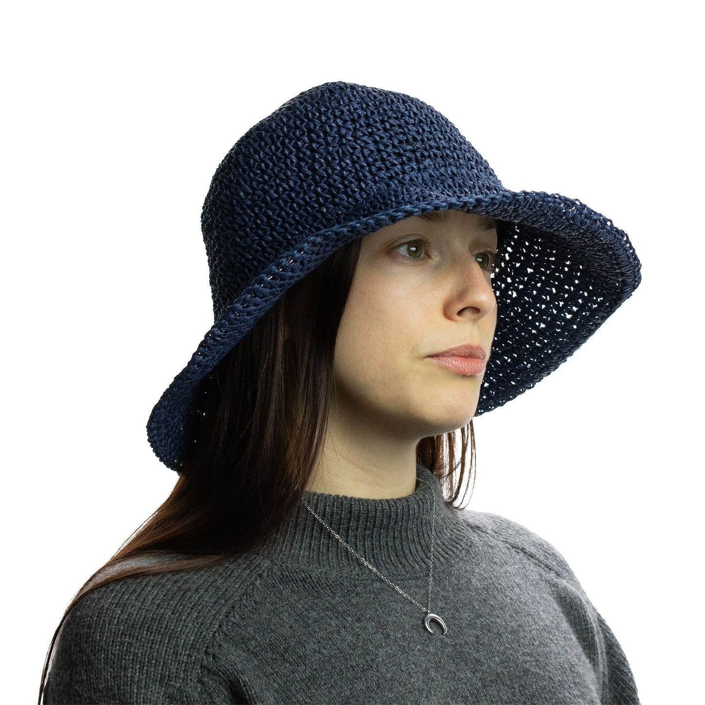 Nomad Sari Sombrero de paja de ala blanda para el sol - Azul marino