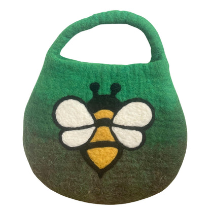 Bolso Verde con Abeja de Fieltro al Agua
