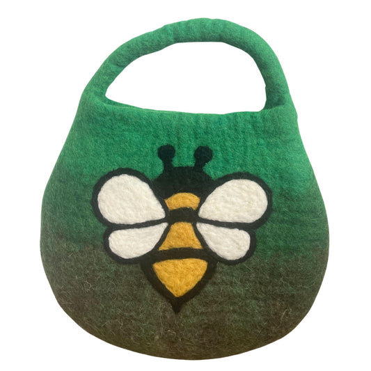 Bolso Verde con Abeja de Fieltro al Agua