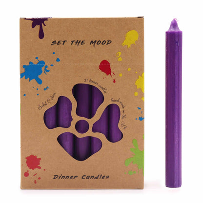 Juego de Velas de Mesa de Color Violeta Pack de 21