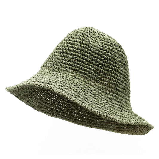 Nomad Sari Sombrero de sol de paja flexible - verde musgo