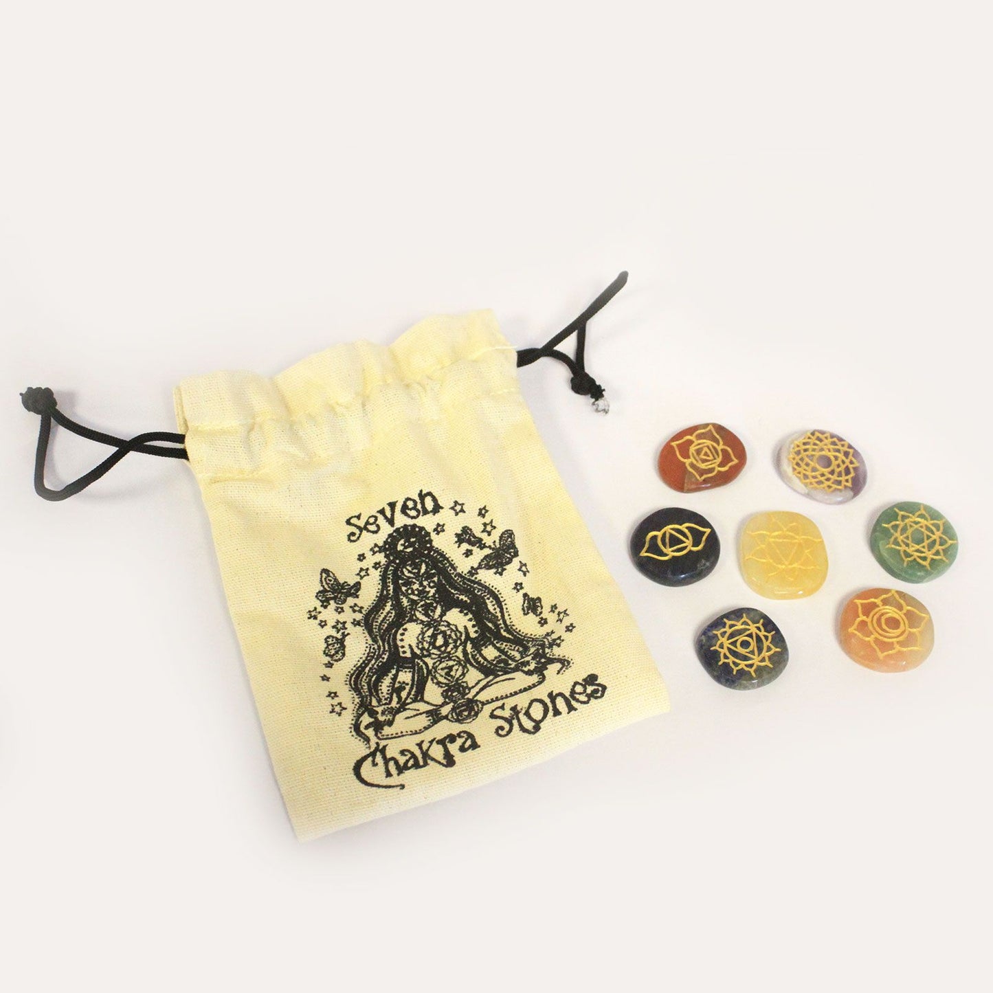 Conjunto de Piedras Pequeñas de Chakras con Forma Redondeada