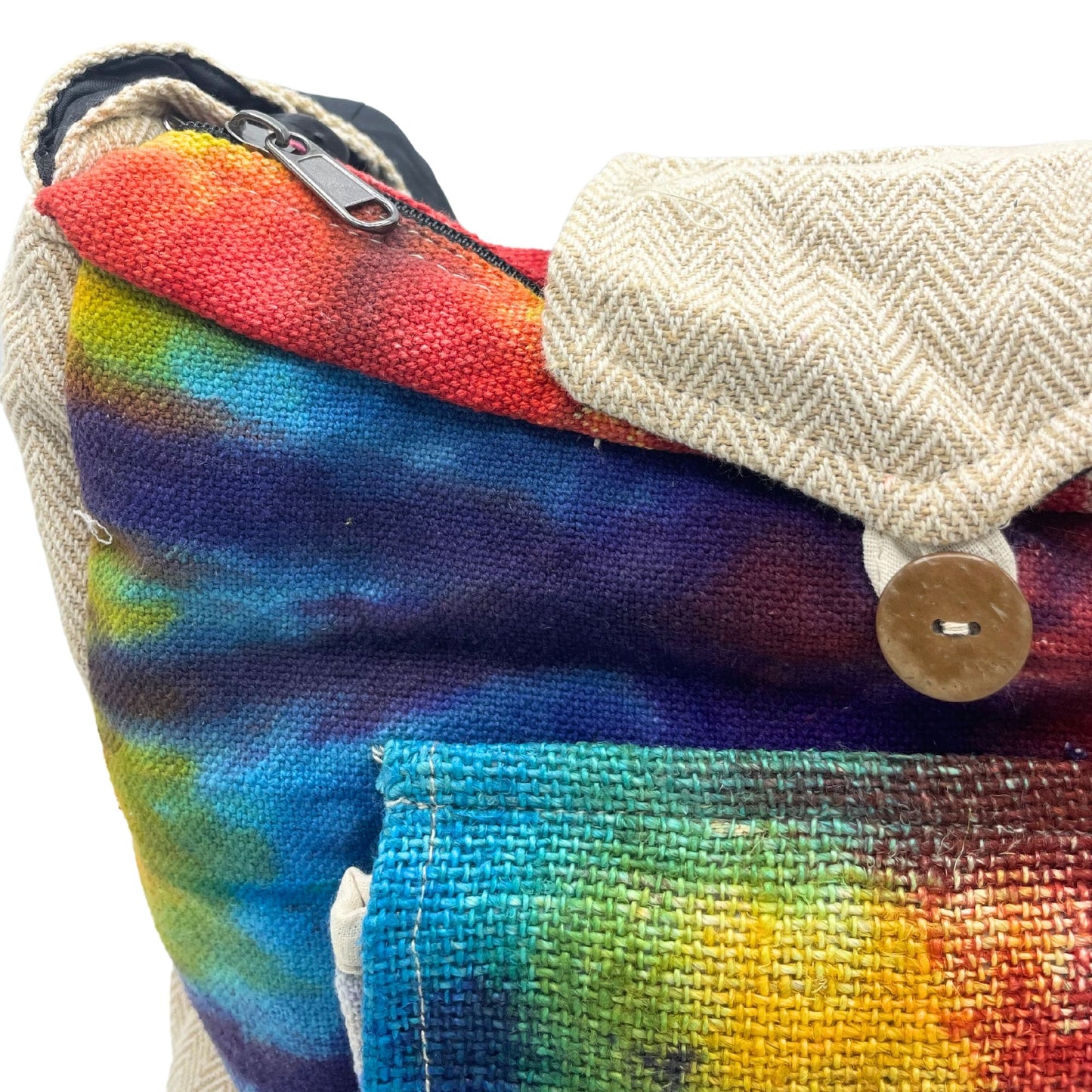Bolsa de estudio de cáñamo Tiedye con bolsillo frontal