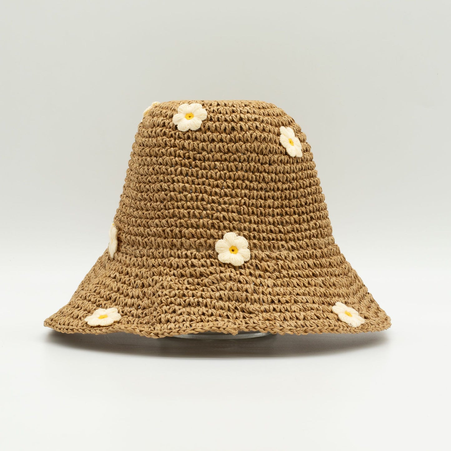 Nomad Sari Sombrero de Paja con Ala Flexible para Sol - Café y Daiseys