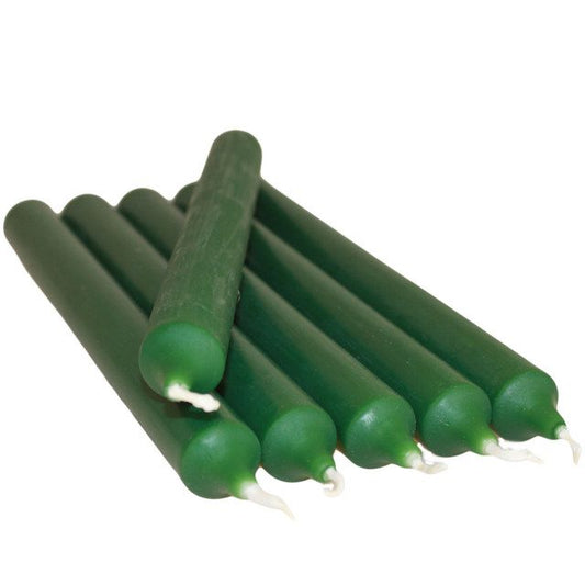 Juego de 6 Velas a Granel en color Verde Oscuro