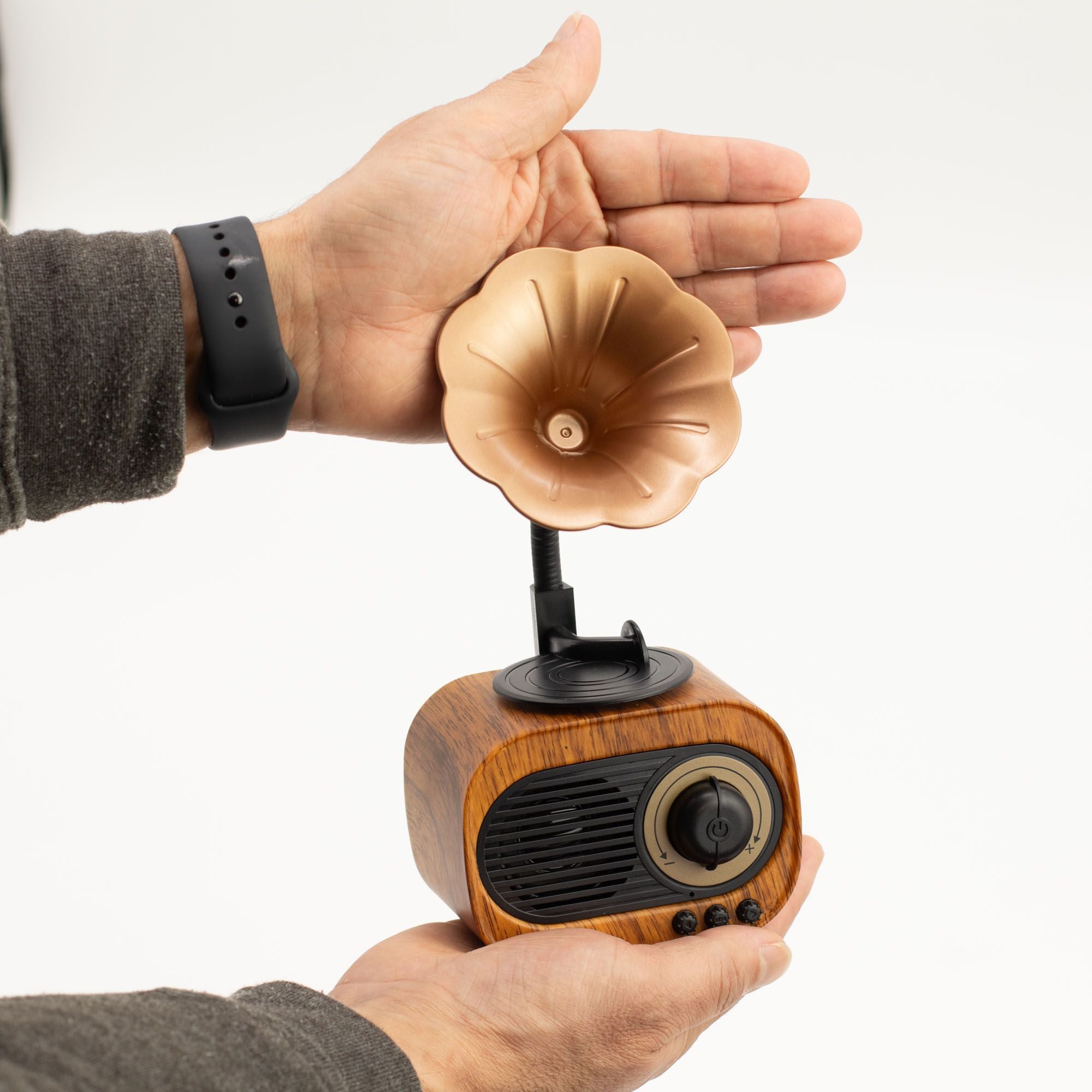 Altavoz mini gramófono retro - Bluetooth y radio FM - 5 vatios x 1