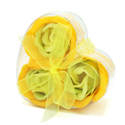 Set de 3 flores de Jabón caja corazón - rosas primavera