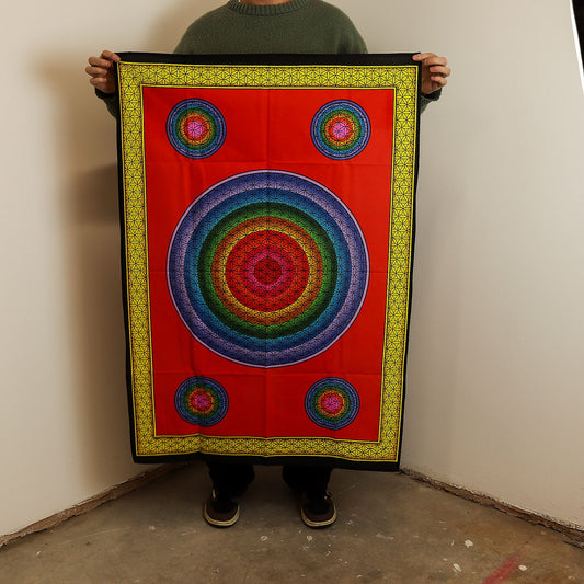 Arte de pared de algodón (70x110 cm) - Cinco Flores de la Vida