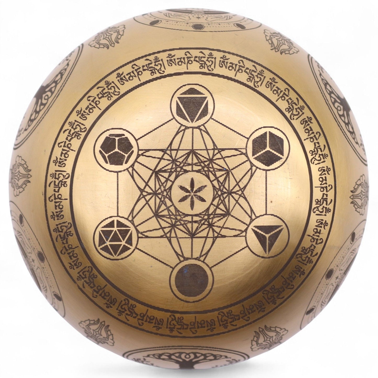 Cuencos Buda grabado en latón puro - Juego de 4 - Aproximadamente 3,85 kg