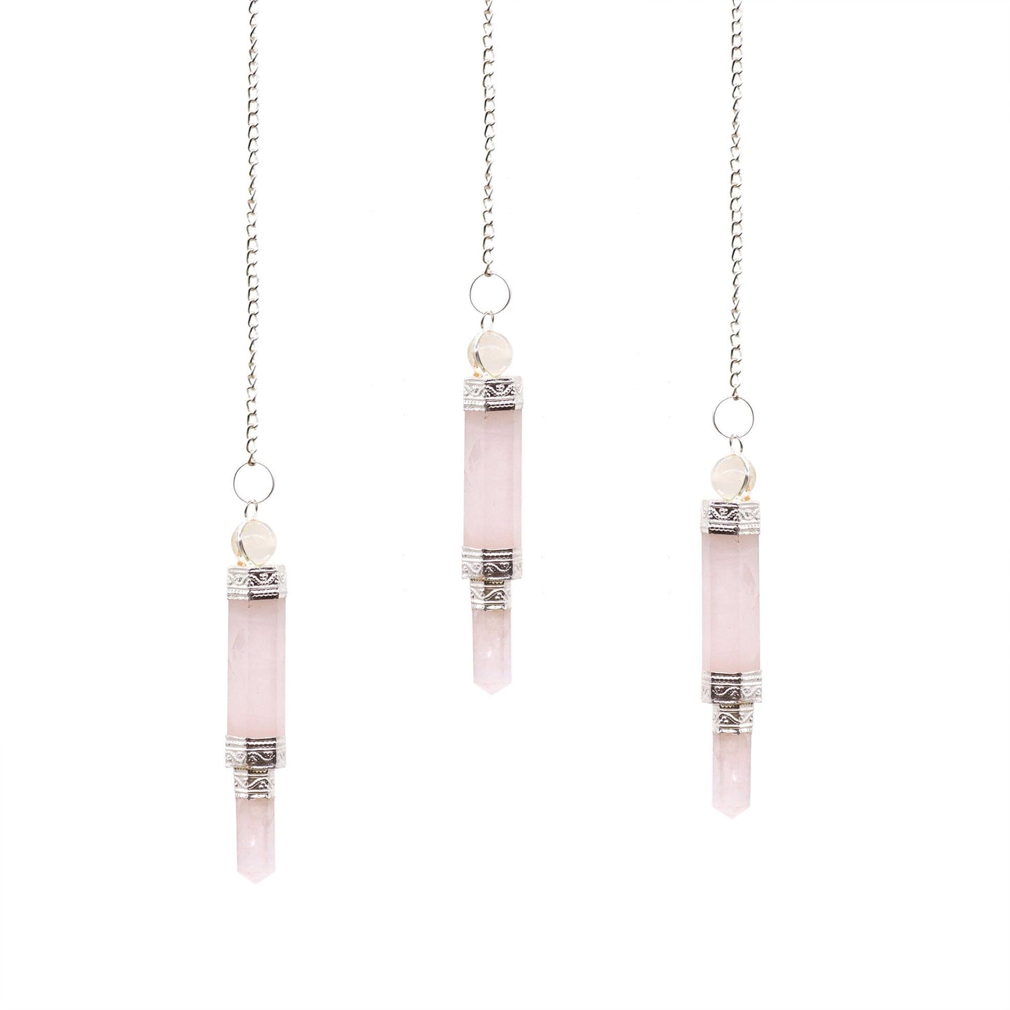 Péndulos de Cristal de Cuarzo Rosa (3 Piezas)