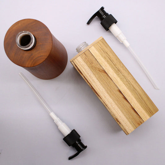 Dispensador de jabón de madera de teca natural - Cuadrado