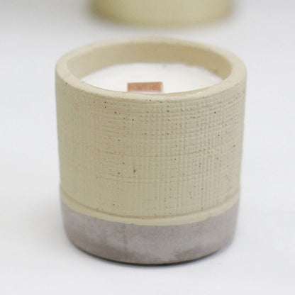 Vela con Mecha de Madera, Maceta de Gres