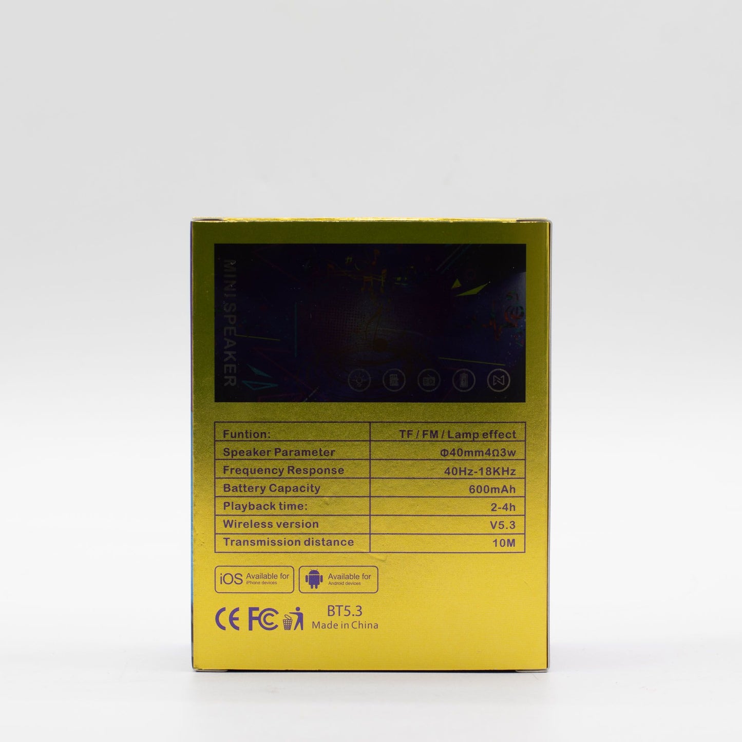 Altavoz mini plateado con efecto de iluminación Mandela