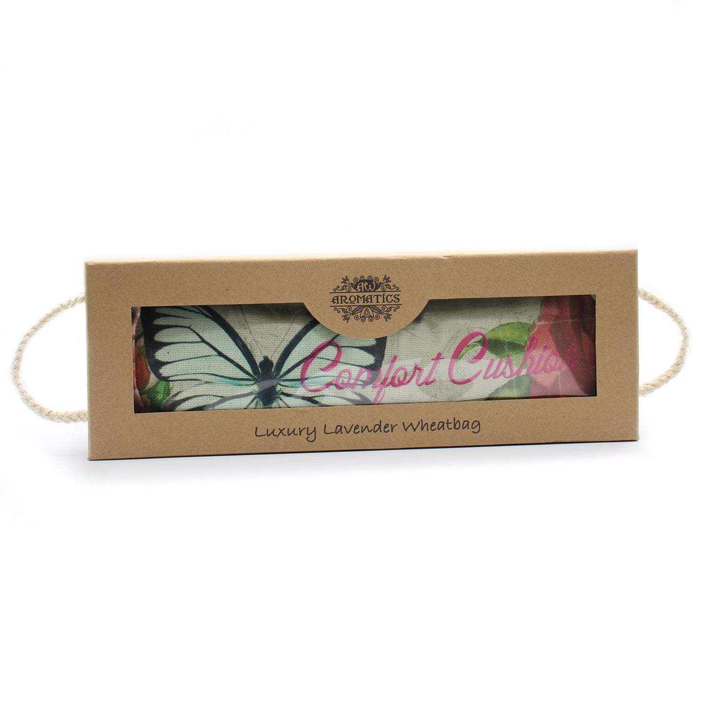 Bolsa de trigo en caja de regalo - mariposa y rosas