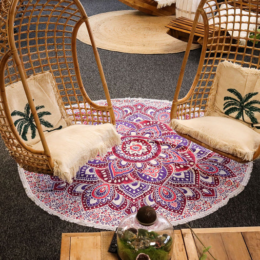 Gran arte Mandala Roundy (180 cm) - Rosa y Morado