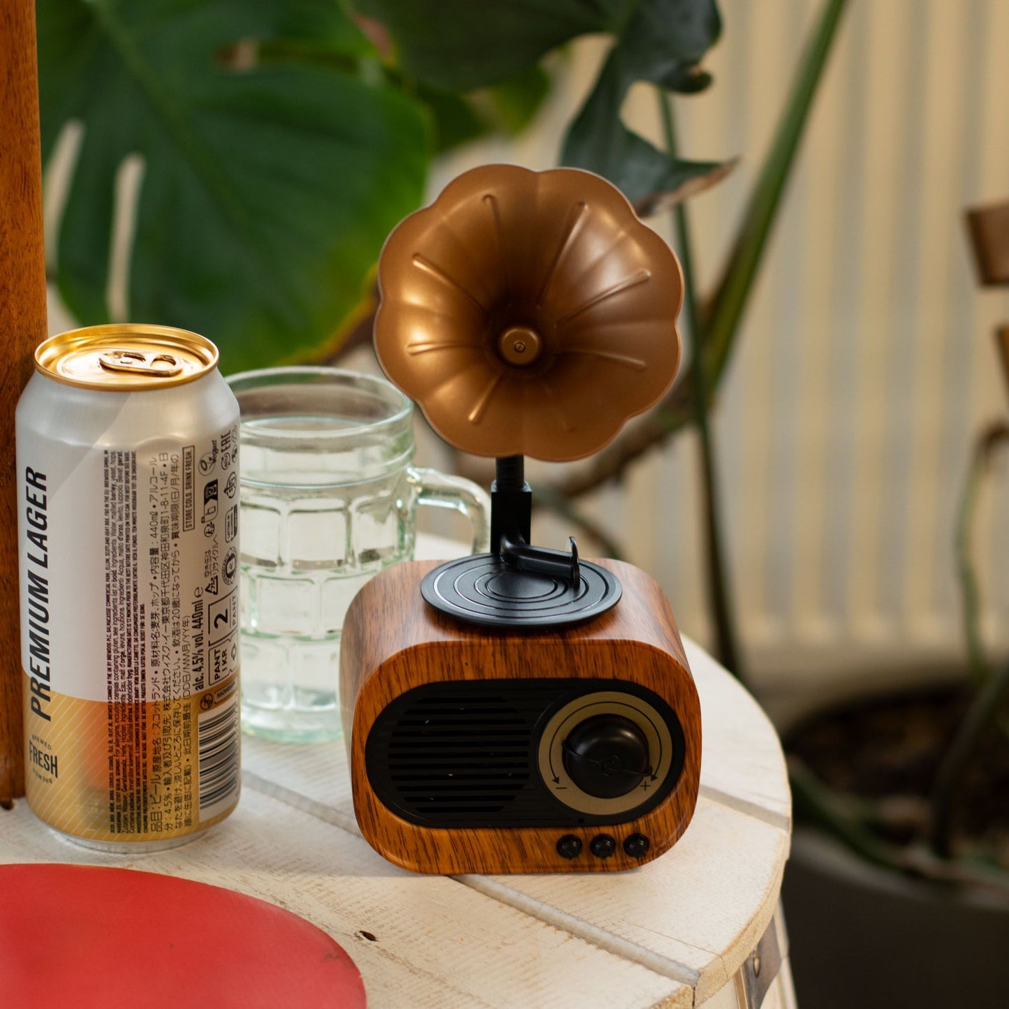 Altavoz mini gramófono retro - Bluetooth y radio FM - 5 vatios x 1