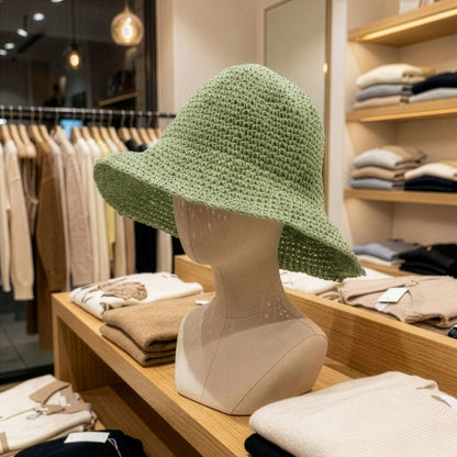 Nomad Sari Sombrero de sol de paja flexible - verde musgo