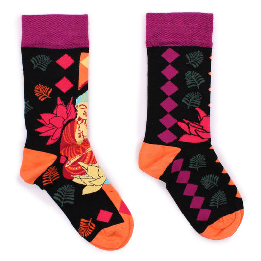 Calcetines Largos en Fibra de Bamboo Hop Hare Buddha Rosa y Loto (36-40)