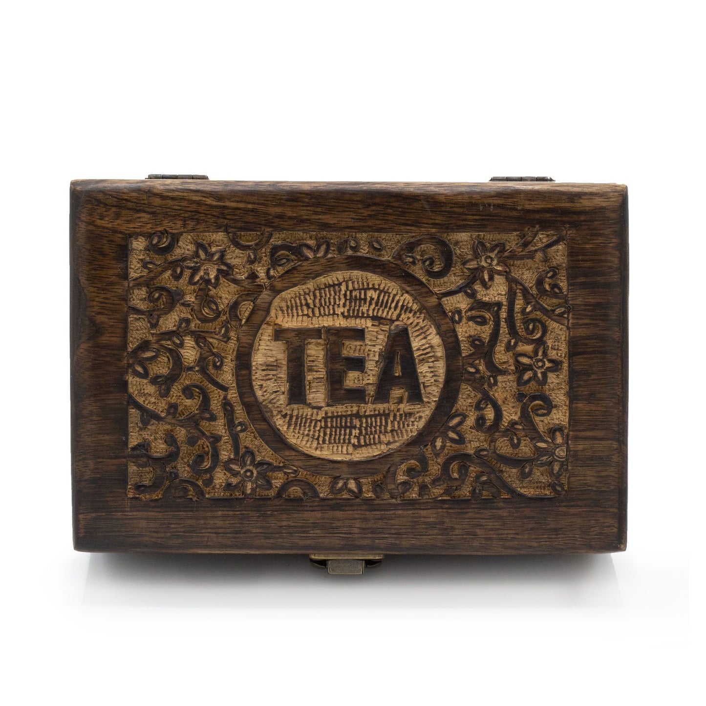 Caja de Té en Madera Tallada de 9 compartimentos