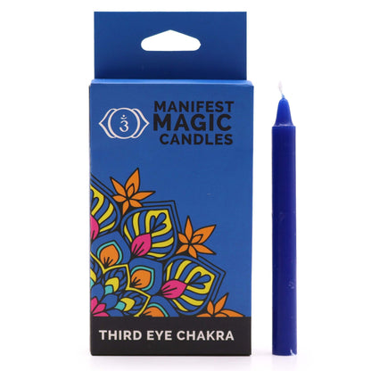 Velas Mágicas Manifest, Chakra del Tercer Ojo (paquete de 12) Azul Oscuro