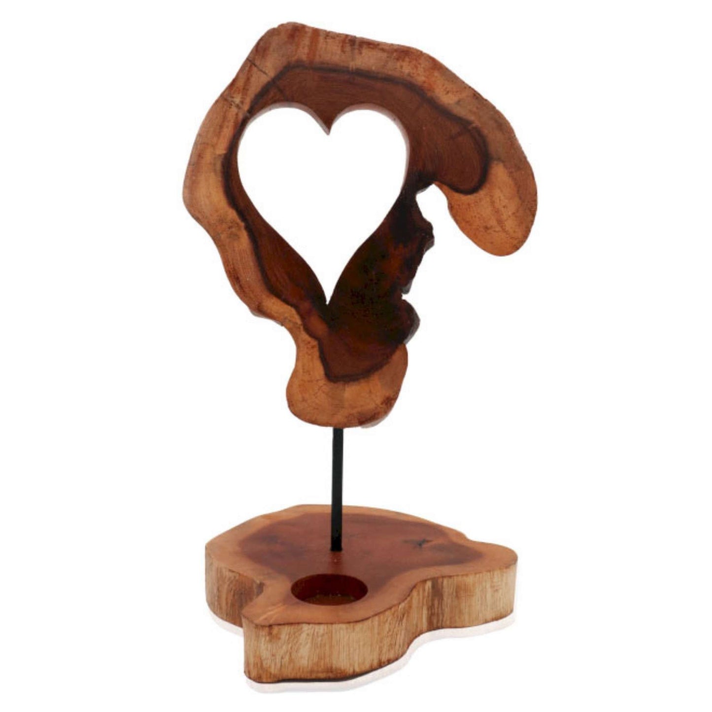 Portavelas de Madera en Forma de Corazón