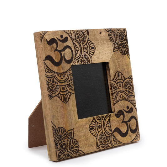 Marco pequeño en Madera de Mango Mandala Negro (20x20x2cms)