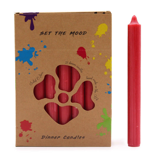 Caja de Velas de Mesa de Color Rojo Rústico (Pack de 21 unids)