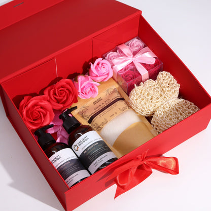 Caja de regalo plegable con Lazo Grande - 33x25x12 cm - Roja