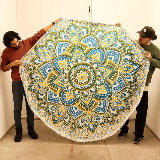 Gran Mandala Roundy Arte (180 cm) - Amarillo y Azul