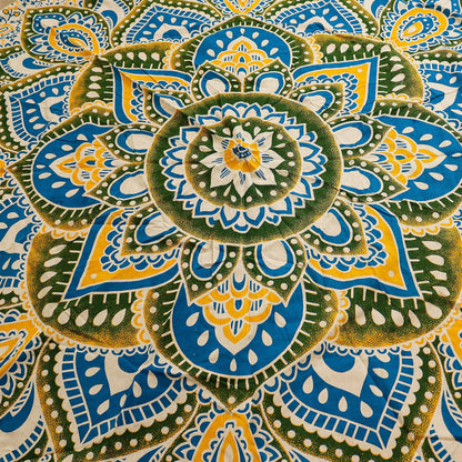 Gran Mandala Roundy Arte (180 cm) - Amarillo y Azul