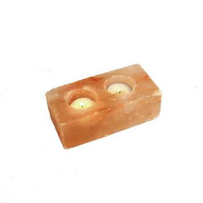 Portavela Doble de Sal Natural en Forma Rectangular (1,2kg)