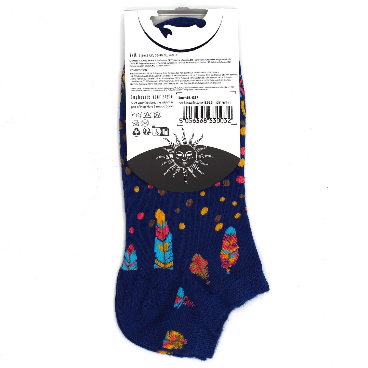 Calcetines bajos en Fibra de Bamboo Hop Hare Plumas de India (36-40)